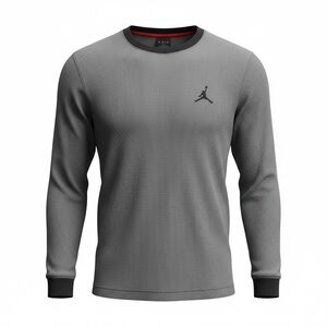 Jordan Men’s Gray Waffle Knit Crew Neck Shirt. Size Large